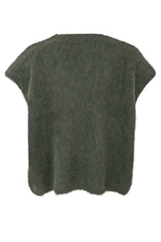 Bjoerk Knitted V-Neck Vest | Army | Strik fra Black Colour