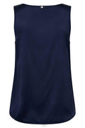 Astrid V-Ausschnitt Seiden Tank Top | Maritimes Blau | Bluse von Mos Mosh – nedsat