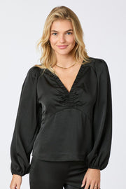 Istana Heavy Sateen Blouse | Black | Bluse fra Neo Noir