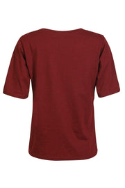 Ulla Ss Vneck Tshirt | Bordeaux | T-Shirt fra Liberté
