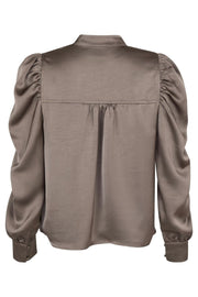 Rosslyn Heavy Sateen Blouse | Warm Grey | Bluse fra Neo Noir