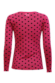 Mesh Ls Tshirt | Dark Pink Black Flock Heart | T-Shirt fra Liberté