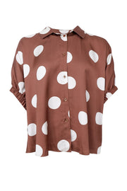 Mabel Shirt Blouse | Mocca Dot | Bluse fra Black Colour
