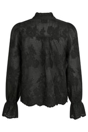 Amara Big Embroidery Blouse | Black | Bluse fra Neo Noir