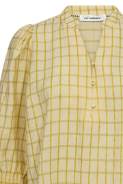 Mango Check SS Blouse 35937 | Pastel Yellow | Bluse fra Co'couture