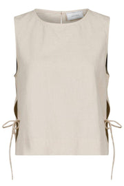 Svetlana Linen Top | Sand | Bluse fra Neo Noir