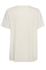 Fiona O-SS Embroidery Tee   | Ecru | T-shirt fra Mos Mosh