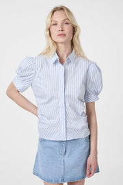 Frannie Stripe Shirt | White/Light Blue | Bluse fra Neo Noir