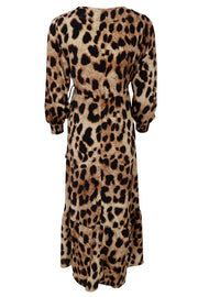 Luna L/S Wrap Dress | Golden Leopard | Kjole fra Black Colour