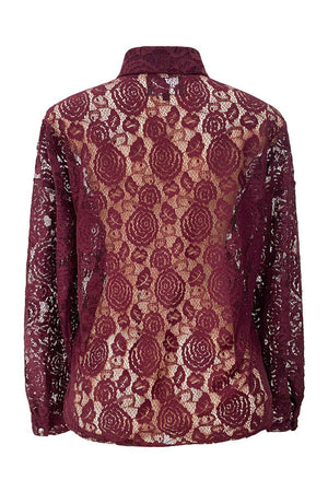 Lacy Ls Shirt | Bordeaux Lace | Skjorte fra Liberté