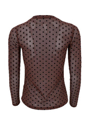 Jennie Dotted Mesh Blouse | Coffee | Bluse fra Black Colour