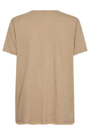 Zano O-SS Embroidery Tee  | Sesame | T-shirt fra Mos Mosh