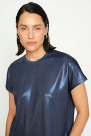 Nivola O-neck Metallic Tee | Ensign Blue | T-shirt fra Mos Mosh