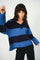 Taci Stripe LS V-Neck Knit | Maritime Blue | Strik fra Mos Mosh
