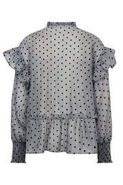 Katinka Dot V-Frill Blouse 35560 | Light Grey | Skjorte fra Co'couture