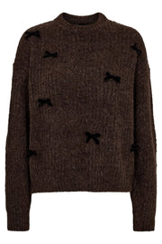 Fro Bow Pullover | Brown Black Bow | Strik fra Liberté