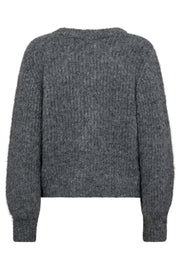 CoralieCC Button Rib Knit | Grey Melange | Strik fra Co'Couture