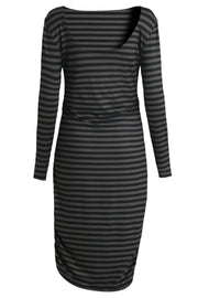 Alma Ls Turn Dress | Dark Grey Black Stripe | Kjole fra Liberté