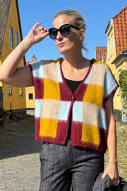 Chess Knit Vest | Plum Mix | Strikket Top fra Black Colour