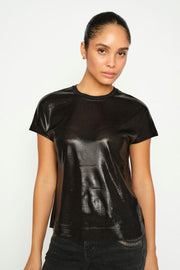 Nivola O-neck Metallic Tee | Black | T-shirt fra Mos Mosh