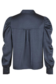 Rosslyn Heavy Sateen Blouse | Midnight Blue | Bluse fra Neo Noir