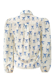 Flora Ls Blouse | Creme Blue Bow Hearts | Bluse fra Liberté