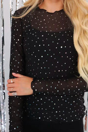 Mesh Sparkle Top | Black Sequins Dot | Bluse fra Liberté