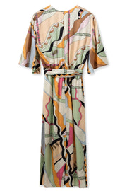 Kella Pictus Wrap Dress | Smoke Green | Kjole fra Mos Mosh