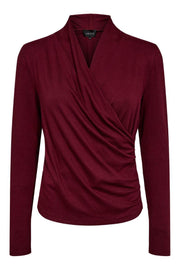Ea Ls Wrap Blouse | Bordeaux | Bluse fra Liberté