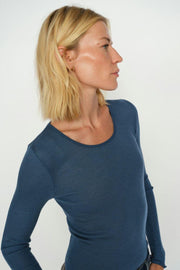 Elaine O-LS Seamless Tee | Ensign Blue | T-shirt fra Mos Mosh