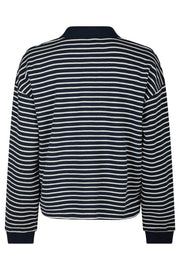 Sara Stripe Polo Blouse | Navy | Bluse fra Neo Noir