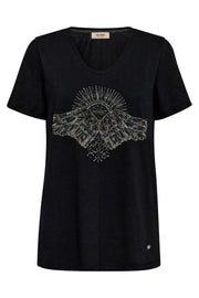 Nadine O-SS Deco Tee | Black | T-shirt fra Mos Mosh