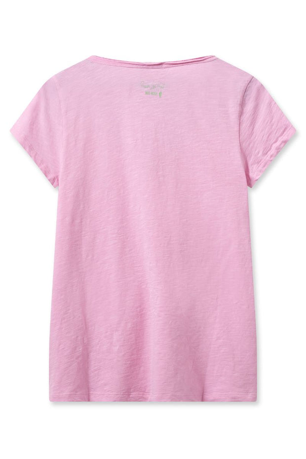 Tulli V-SS Basic Tee | Begonia Pink | T-shirt fra Mos Mosh