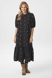 Veronica Flower Emb Dress | Schwarz | Kleid von Neo Noir