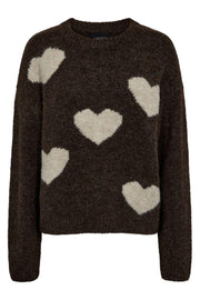 Fro Heart Pullover | Chocolate Ivory Heart | Strik fra Liberté
