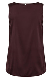Astrid V-Neck Silk Tank Top | Fudge | Bluse fra Mos Mosh