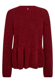 Thora O-Neck Frill Knit | Rhythmic Red | Strik fra Mos Mosh