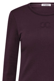 Granny Embroidery LS Tee 33180 | Plum | T-Shirt fra Co'couture