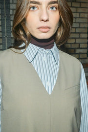 Elinda Slim Stripe Shirt | Brunnera Blue | Skjorte fra Mos Mosh