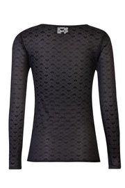 Isa Ls Lace Blouse | Black Small Big Hearts | Mesh bluse fra Liberté
