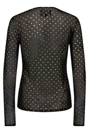 Mesh Ls Sparkle Tshirt | Black Gold Heart | Liberté