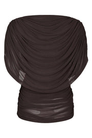 Cottuna Drapy Mesh Top | Brown | Bluse fra Neo Noir