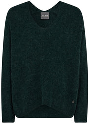 Thora V-Neck Knit  | Dark Pine | Strik fra Mos Mosh