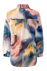 Sarafina Ls Shirt | Blue Peach Gold Marble | Skjorte fra Liberté