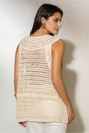 Crochet Tank | Beige | Top fra Avery
