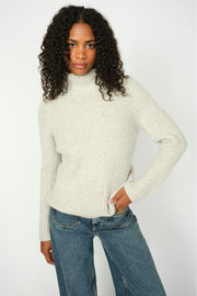 Thyra Highneck Knit | Light Grey Melange | Strik fra Mos Mosh
