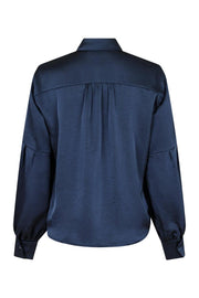 Naja Satin Shirt | Midnight Blue | Bluse fra Neo Noir