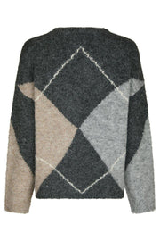 Inga Check Fluff Knit Blouse | Antracit | Strik fra Neo Noir