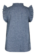 Siona Emb Stripe Top | Blue | Bluse fra Neo Noir – nedsat