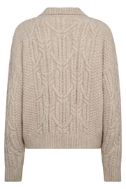 Row Collar Cable Knit 32204 | Creme | Strik fra Co'couture